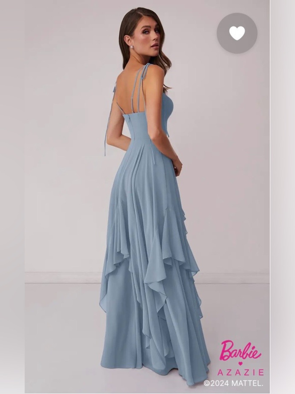 Azazie Dusty Blue High Low Chiffon Dress - Picture 5 of 5
